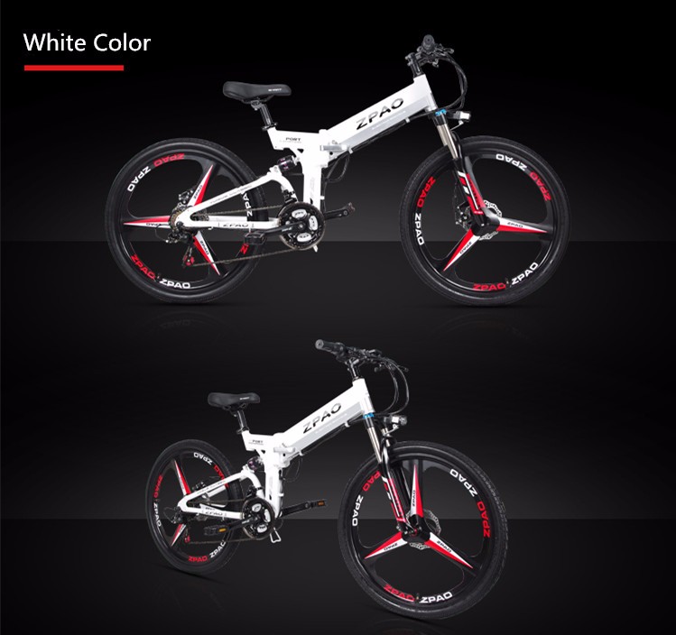 Disc Brake Folding Mountain Electric Bike Full Suspension 21 Speed 26 Inch Wheel