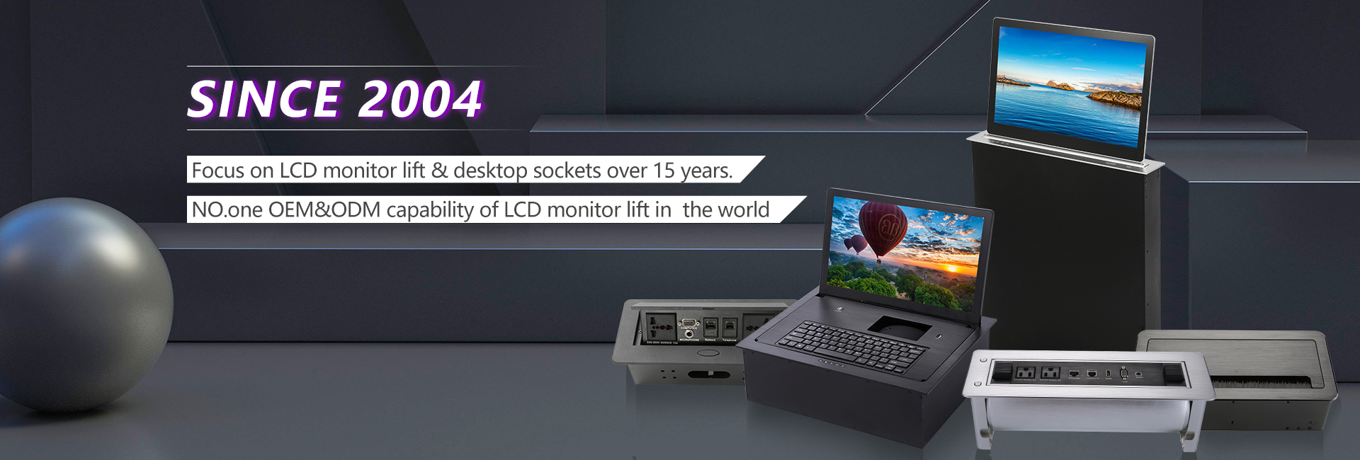 Ultrathin Electric LCD PC Monitor Lift 17.3inch Screen Conference System Pop Up TV