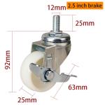 Threaded TPA 2.5 Inch Caster Wheels Light Duty Swivel / Brake Type