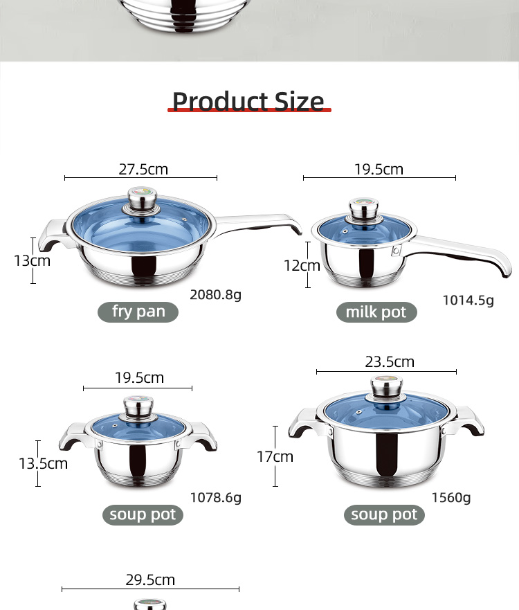 OEM/ODM Different Piece Non Stick Cookware Set Custom Pots And Pans Wholesale 15pcs Stainless Steel Cooking Pot Set
