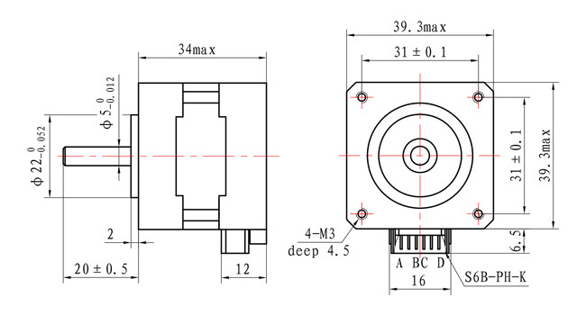 14V 0.4A NEMA 16 Stepper Motor 4 Wire 20mN.M For Stage Lighting