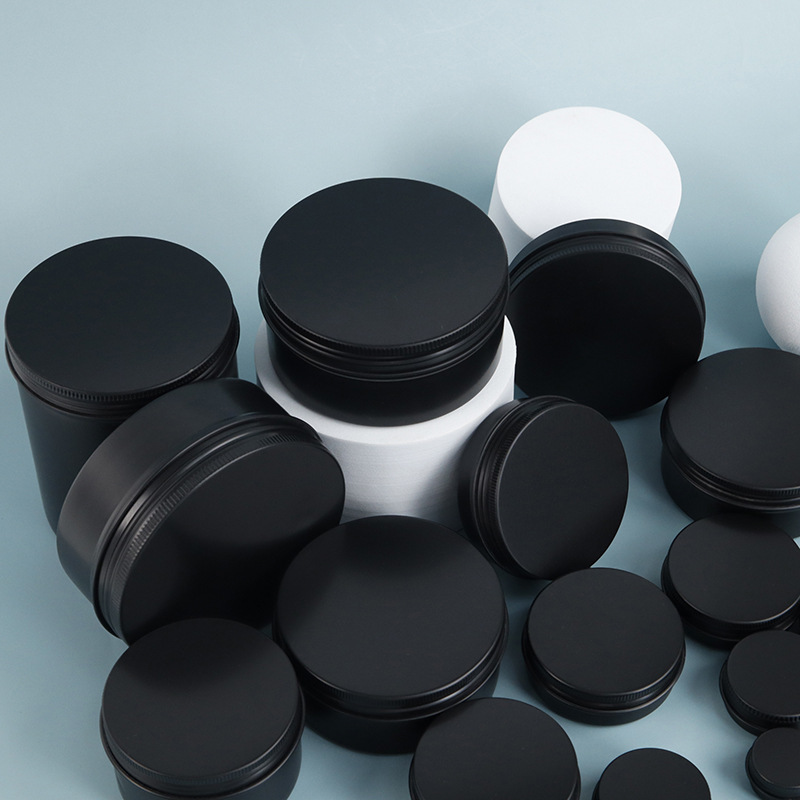 Custom Black Aluminum Candle Tin Metal Case for Solid Scented Candle 6 oz With Lids Food Storage Box Industrial Food
