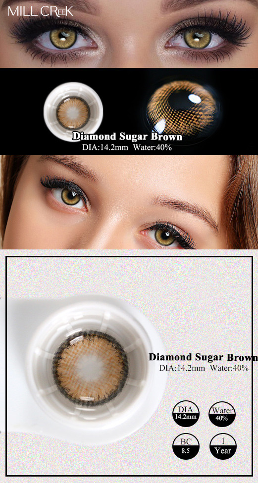 Custom Reusable Brown Colored Contacts Lenses Yearly For Blue Eyes