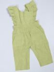 Little Girls Linen Fabric Dungarees Overalls Flutter Sleeve Jumpsuit Casual Wear