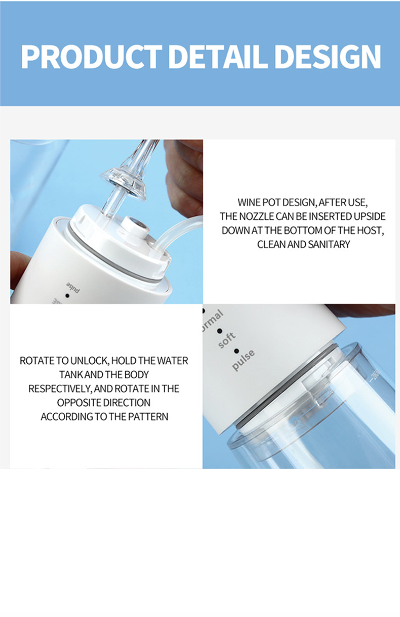 Professional Oral Dental Cordless Oral Care Irrigator Machine Water Flosser Portable Dental Flosser