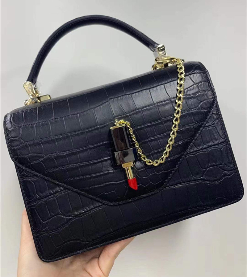 Authentic Crocodile Belly Skin Women Small Orange Purse Lady Chain Handbag Genuine Alligator Leather Female Shoulder Bag