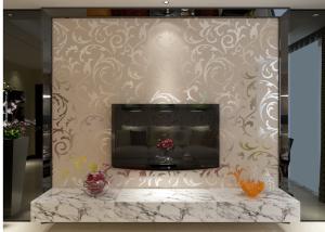 Quality European Style Embossed Vinyl Wallpaper Silver Grey Leaf Pattern for Home , Hotel wholesale