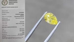 Quality 1CT Pear Shape Certified Loose Diamond Synthetic Yellow Diamond wholesale
