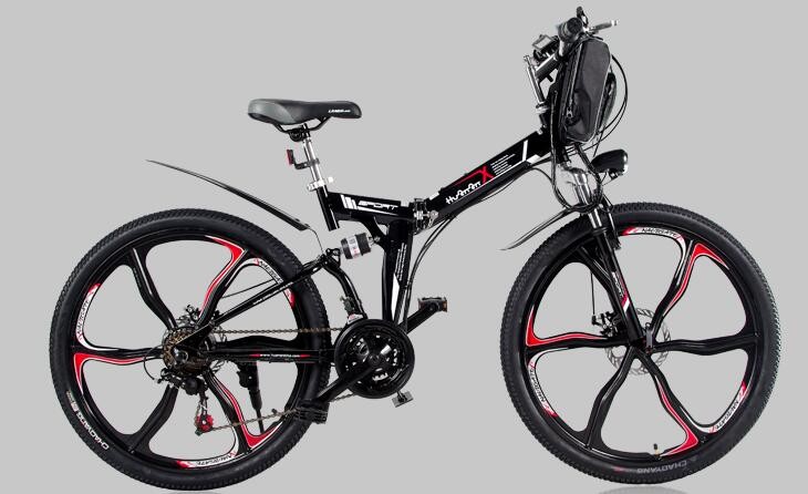 21 Speed Foldable E Bicycle 48V 15AH Lithium Battery With Carbon Steel Frame