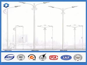 Quality 5m - 12m Single Brackets street light lamp post , Steel S355JR Material security light pole wholesale