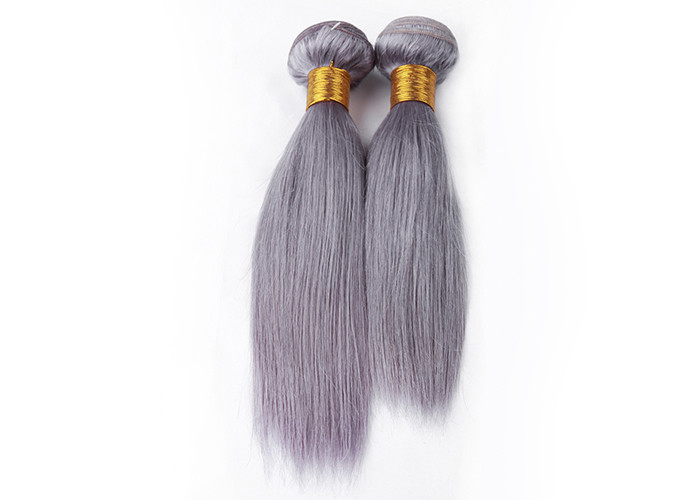 Customized Purple Grey Hair Silk Straight 100% Human Hair Can be flat ironed