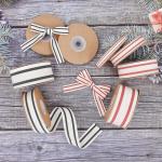 ISO14001 Striped Cotton Ribbon 15mm-38mm Black And White Ribbon