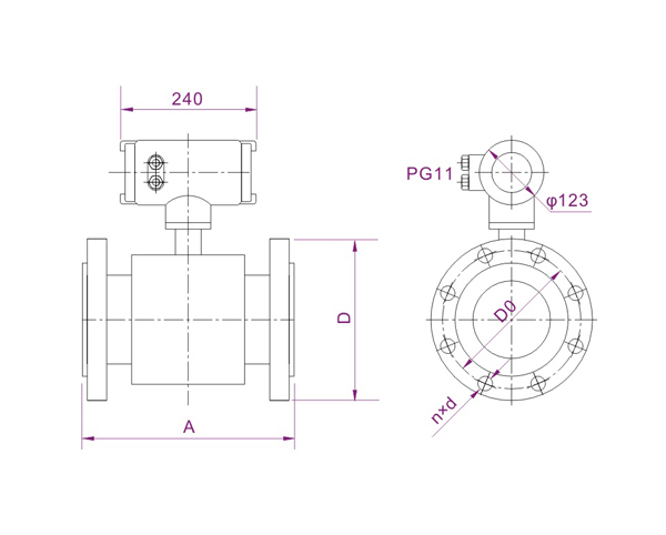 Remote Type Stainless Steel Electromagnetic Flow Meter Flow Meter S304 4~20mA
