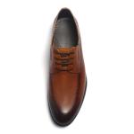Tan Lace Up Brush Finishing Mens Leather Dress Shoes