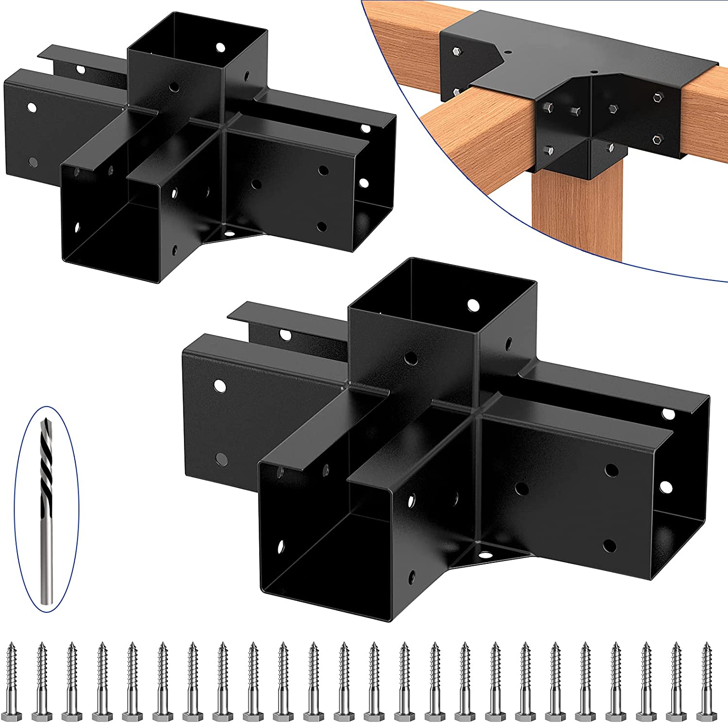 Standard 6x6 Pergola Kit Bracket 3-Way Right Angle Corner Bracket Customized Thickness