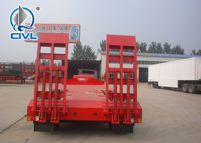 3 Axles Manual Semi Trailer Trucks Low Bed Transport Heavy Duty Machinery