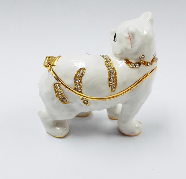 New product animal cat Metal Crystal Rhinestone Jewelry Box Trinket Box