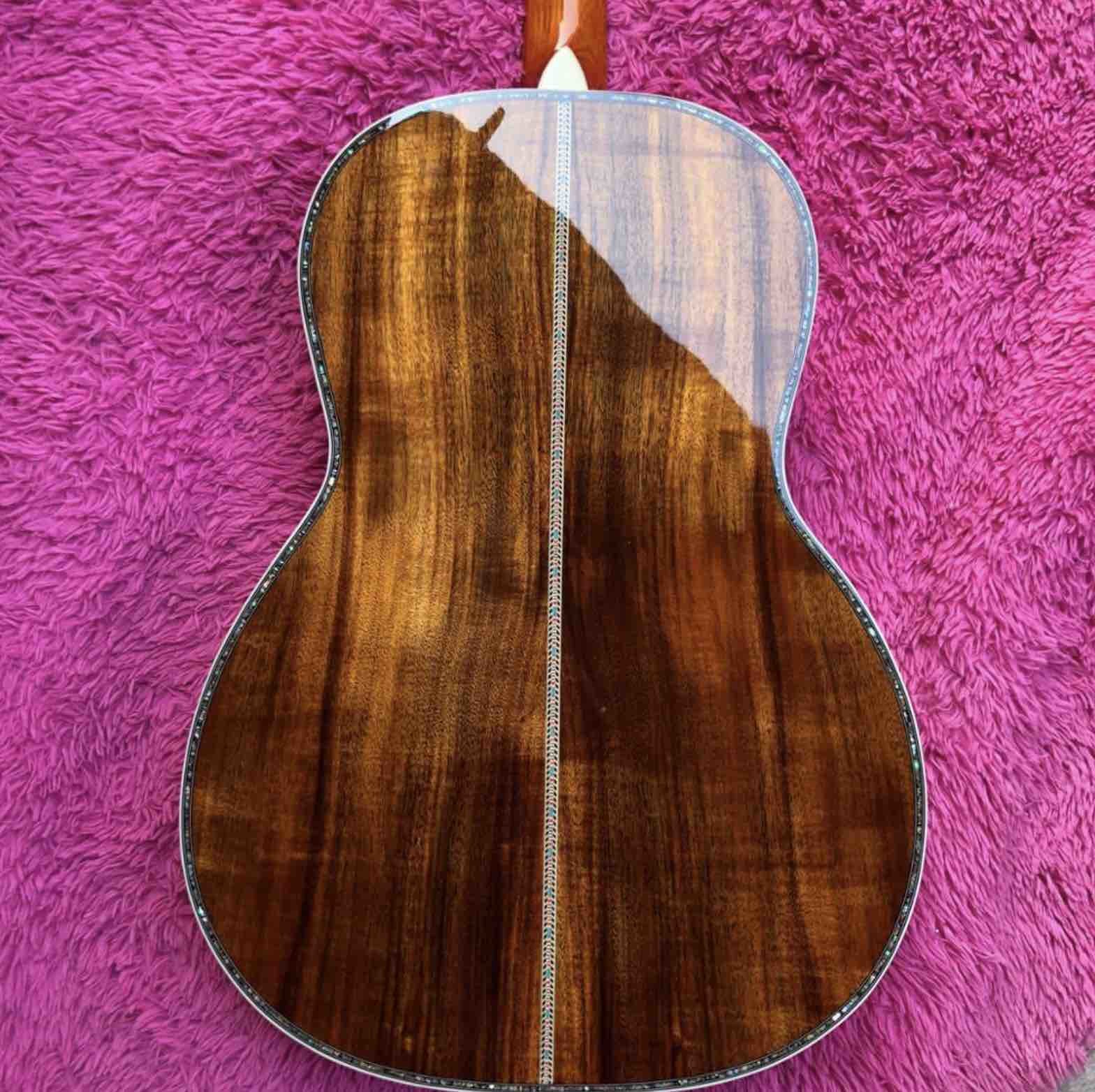 Real Abalone Inlay Ebony Fingerboard 39" OOO45 Style All Solid KOA Acoustic Guitar