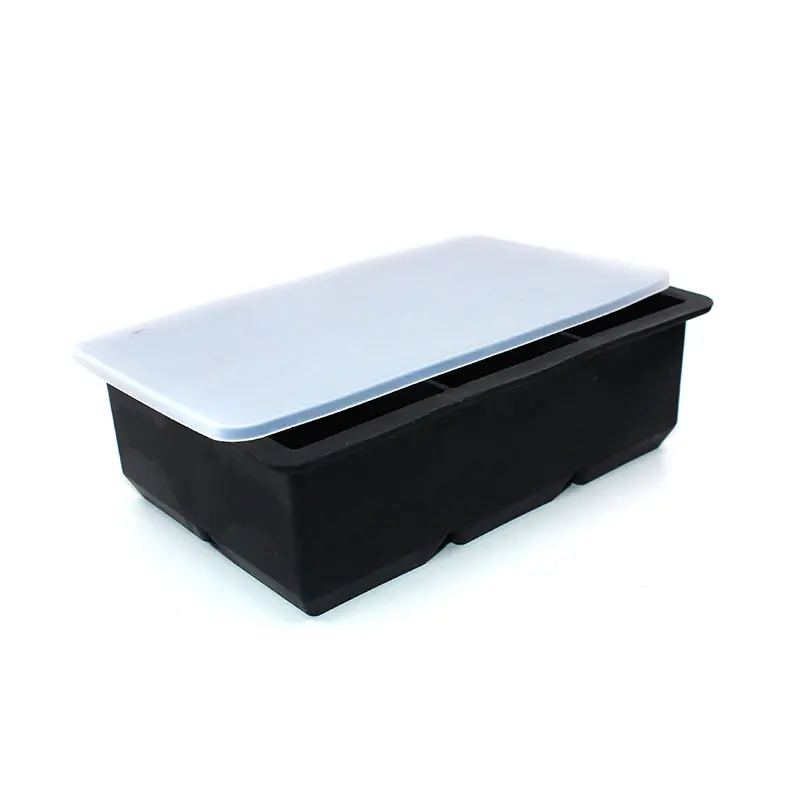 Stocked 4 6 8 Cavity Silicone Ice Tray Mold with Lid Large Square Shape Ice Cube Maker