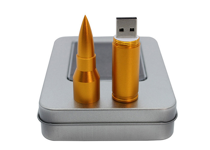 Gold Bullet Flash Drive , Metal 256g High Capacity Flash Drive