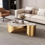 Stainless Steel Circle Coffee And Dining Table Combined Marble