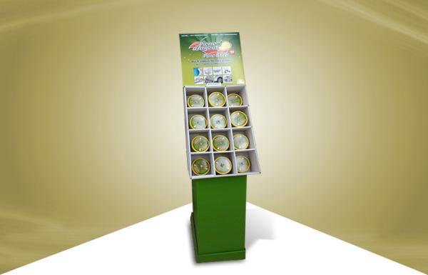 Green Pop Cardboard Display , Cardboard Shelving Displays For Househeld