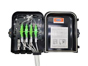 Quality IP65 Fiber Optic Splitter Box 3In 8Out Optical Distribution Box Outdoor 1 8 Black Uncut Drop Cable Port wholesale