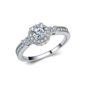 Quality Sterling Silver Clear Cubic Zirconia Wedding Ring (RE109) wholesale