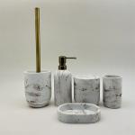Marble Print Look Sand Stone Bathroom Accessories Set For Bathroom Cleaning