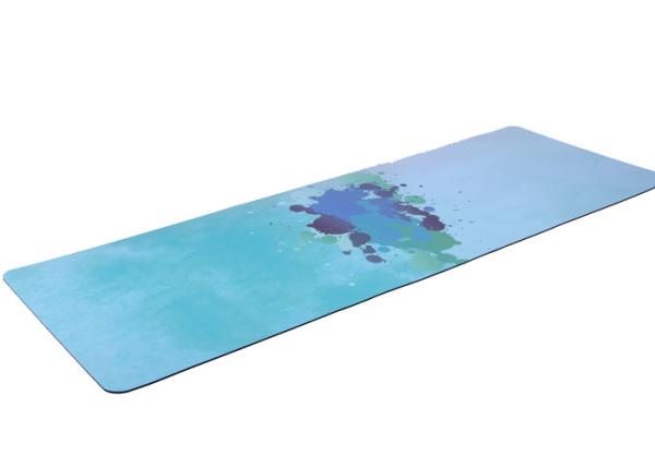 PU Surface No Slip Yoga Mat , Blue Color Exercise Floor Mats Vivid Printing
