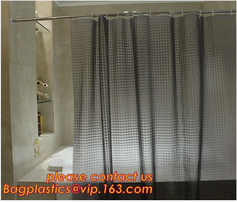 SCENERY PRINTING POLYESTER SHOWER CURTAIN, custom 3d eva shower curtain for bathroom, Popular cotton hooks polyester tex