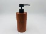Brown OAK Bathroom Countertop Accessories Set Round Shape Black Pump Soap
