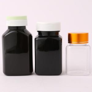 Quality 30cc 60cc 80cc 100cc 120cc 150cc 200cc 250cc Black Square Shape Plastic Empty Vitamin Pill Capsule PET Bottle with Flip Cap wholesale