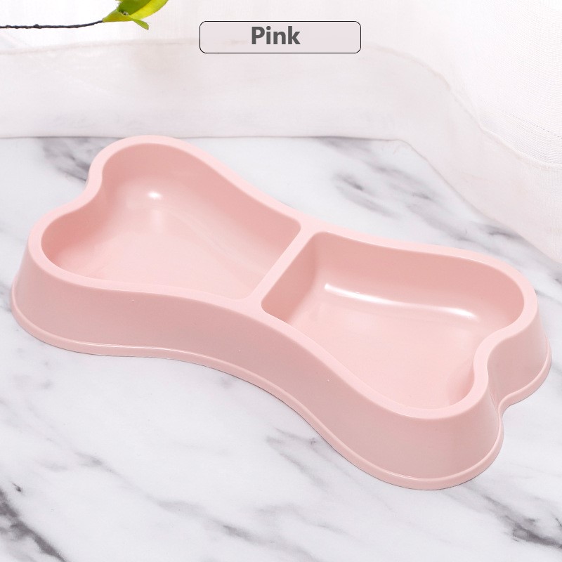 Pet Bowls Feeders Sustainable Macaron Color Bone Shape Double Food Bowl for Dogs and Cats