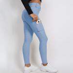Women Light Blue Full Seat Silicone Breeches Horse Riding Leggings With Side