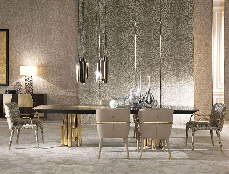 Italian Modern Stainless Steel Deluxe Dining Table With Turntable
