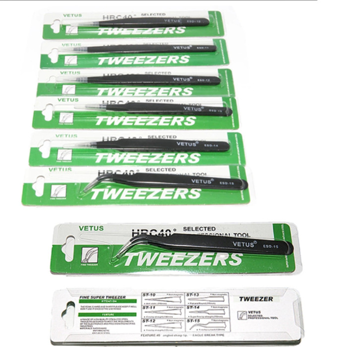 45 Degree 302 Stainless Steel ESD Pointed Tweezer
