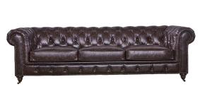Quality Reddish Brown Three Seater Leather Sofa High Density Foam / Sponge Solid Structure wholesale
