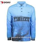 Multi - Functional Fabric Sublimated Fishing Jerseys 3D Cutting Breathable Blue