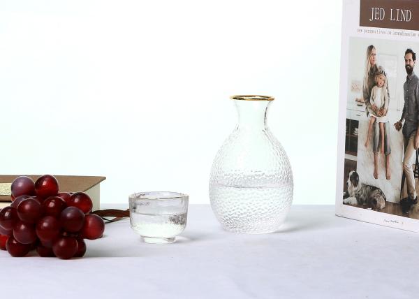 200ml Hammered Gold Rimmed Crystal Glass Sake Bottle