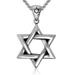 Men's 925 Silver Plated Titanium Stainless Steel Necklace with Jewish Stars