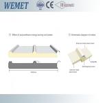 PUR(Polyurethane)sandwich roof panels 50mm thick heat insulation 500-1000mm
