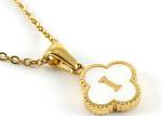 13*13MM 18K Gold Plated Stainless Steel Four-leaf Clover Letter Pendants