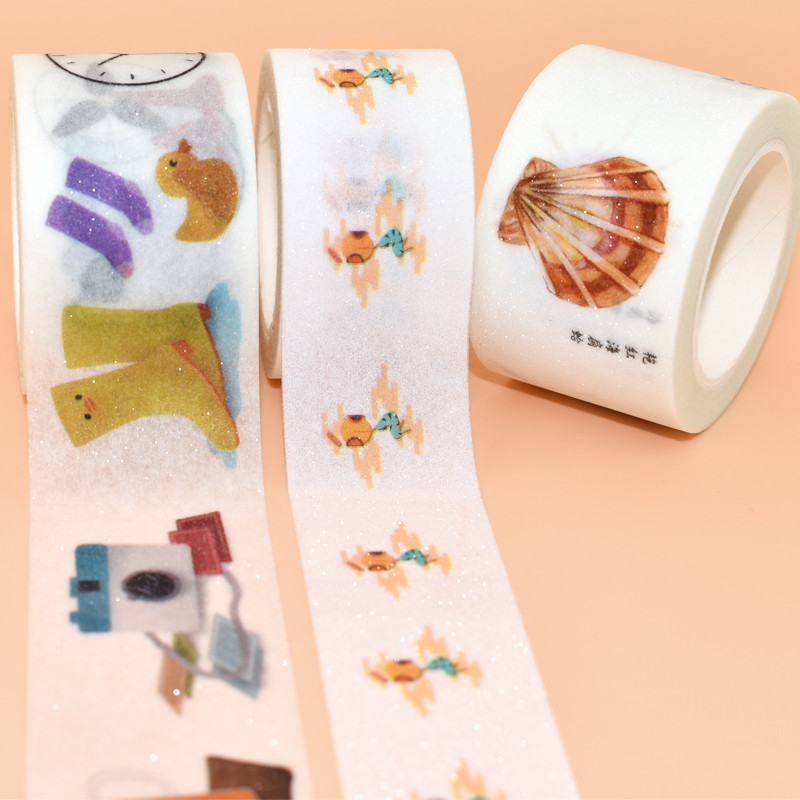 Waterproof Acrylic Adhesive Masking Christmas Glitter Washi Tape
