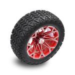 Golf Cart 14 Inch Machined/Red Wheels and 22 Inch DOT Tires Combo