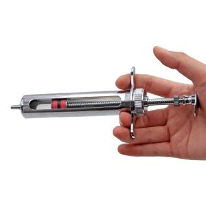 Quality Copper 10ml Veterinary Metal Syringe Gun 13cm Animal Vaccination wholesale