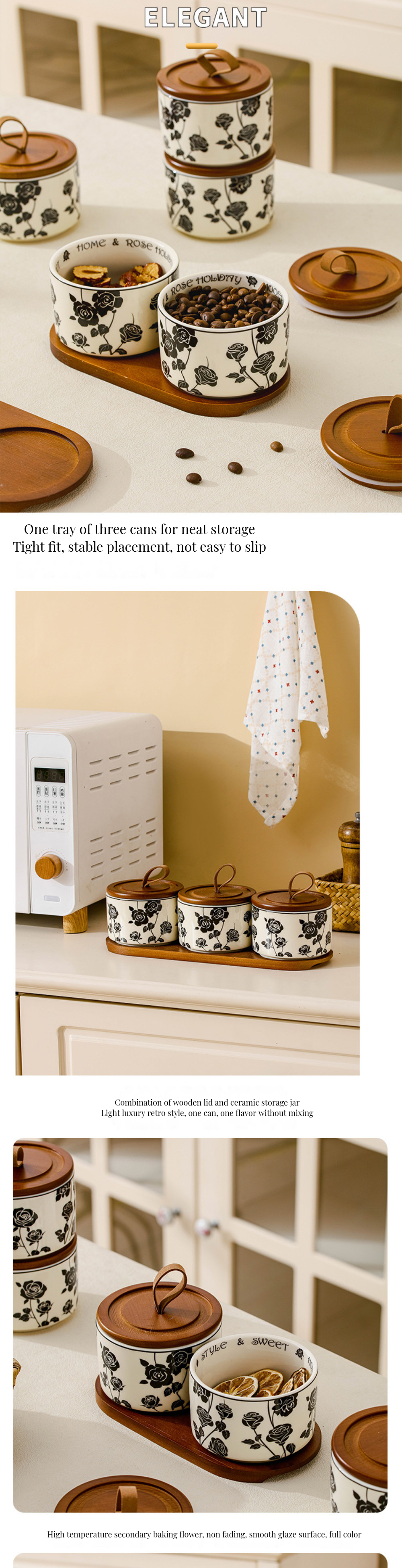 Vintage Floral Ceramic Storage Jar for Eco-Friendly Microwavable Lid-Attached Canister