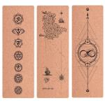 Natural Wood Color, Patterned Design Cork Yoga Mat, thermal transfer printing