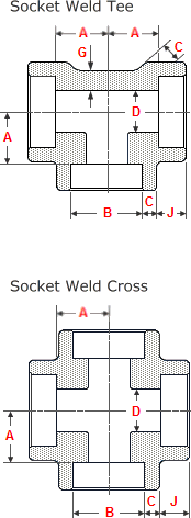 3000LB 4inch Sockets Butt Weld Reducing Tee / 40mm solvent weld tee