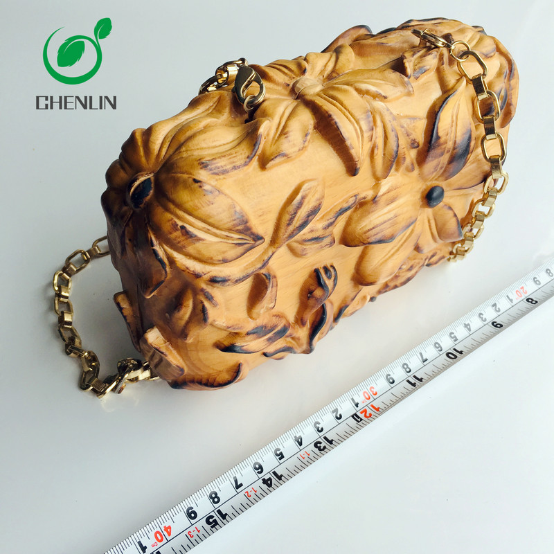 OEM ODM Women Wooden Clutch Bag Multicolor Natural Surface